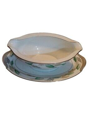 Noritake LYNWOOD Gravy Boat with Attached Plate Vintage #5307 Japan